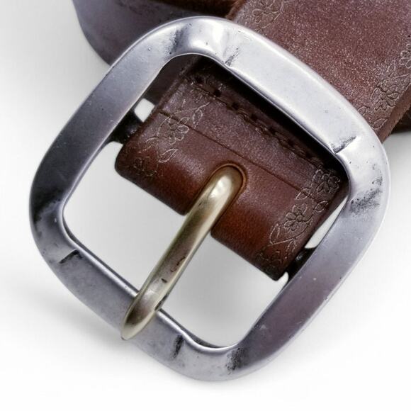 ORCIANI Leather Belt Made in Italy #6911 Brown Gold Embellished Edge EU 90 US 34 - Picture 8 of 11